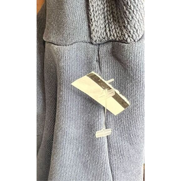 JOHN ELLIOTT Cable Knit 100% Cotton Reconstructed Hoodie in Washed Blue NWT Size - Picture 13 of 13